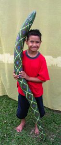 My nephew Hayden (age 6) and a dried Long Bean
